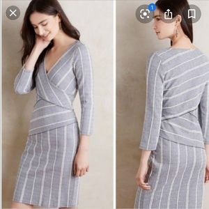 Anthro Maeve Wrap Stripe Column Dress XS